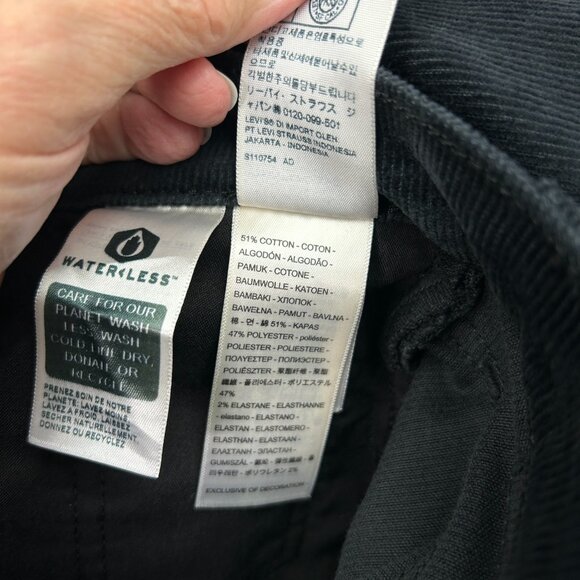 Levi's Ribcage Bell Flare High Waist Corduroy Pants Women's Size 26 Black NWT - Picture 8 of 15